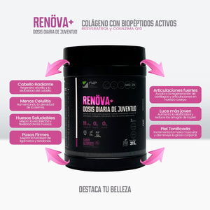 RENÖVA COLÁGENO CON BIÓPEPTIDOS ACTIVOS, RESVERATROL Y COENZIMA Q10!